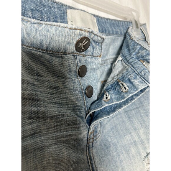 One Teaspoon Denim Jean Shorts Women’s 28 Distressed Frayed Raw Hem Button Fly - Picture 3 of 8